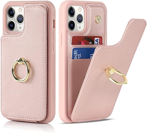 Miniatura 1 de Funda para iPhone 11 Pro Max con tarjetero, tarjetero y soporte de anillo, soporte de anillo, a prueba de golpes, bonita funda tipo cartera para