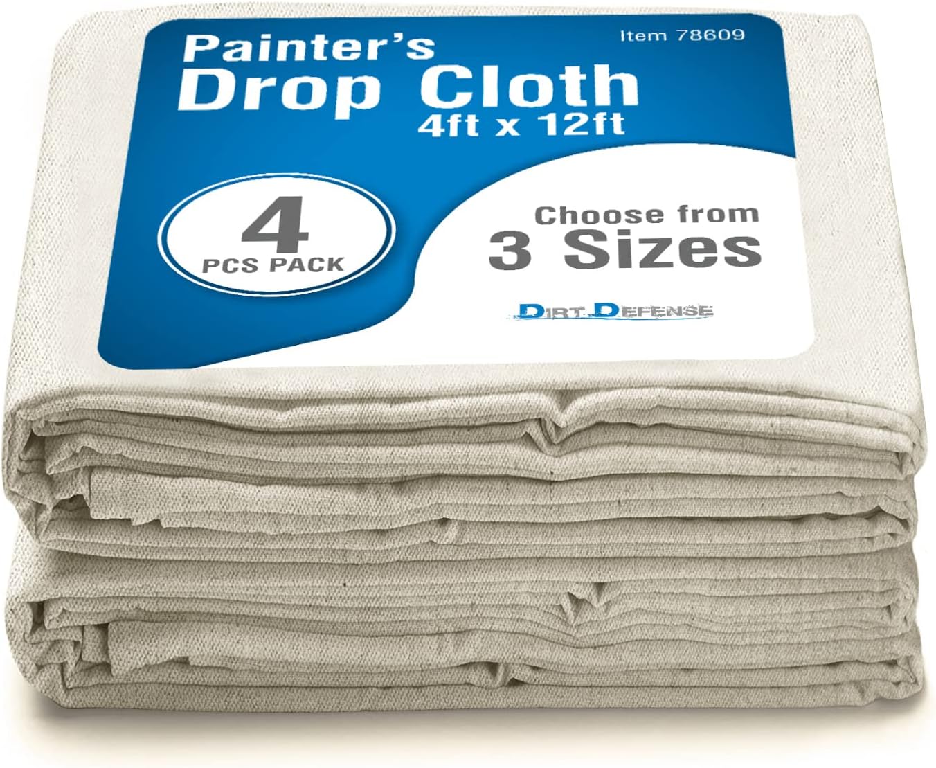 Pack of 4: 4x12 Cotton Canvas Drop Cloth