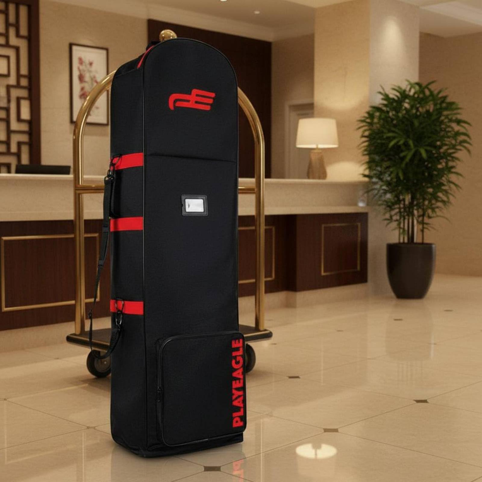 Custodia Golf Equipment Case a Golfisti Che Viaggiano Tessuto Oxford Impermeabile Pieghevole E Dotata di Ruote per, Nero Con Dettagli Rossi, Borsa Da Viaggio Per Mazze Da Golf