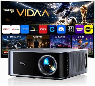 Projector-4K [VIDAA Live TV & 40W Dolby &Real Brightness]-Smart Projector With AI Voice Control & Auto Focus, HDR10, WiFi6, 2-Way Bluetooth5.4, Outdoor Movie Ceiling Projecteur Compatible with Netflix