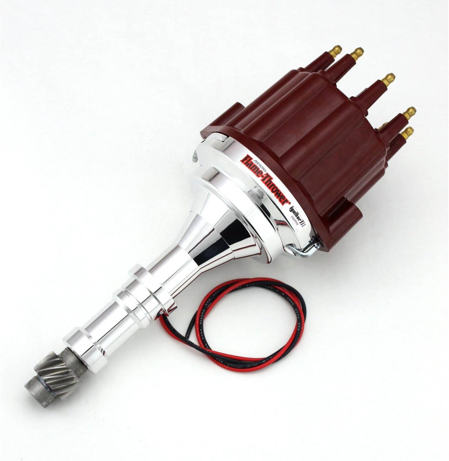 Pertronix D7150811 Flame-Thrower Non Vacuum Red Male Cap Billet Electronic Distributor with Ignitor III Technology for Buick V8