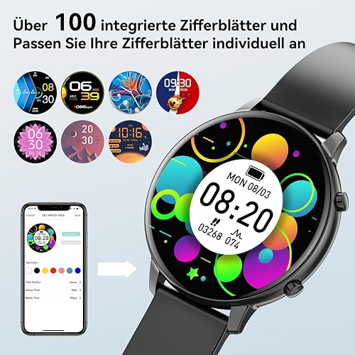Hwagol Men's Women's Smartwatch with Call/Answer, Round Waterproof Fitness Tracker 140+ Sports Modes Smart Watch with Pedometer/Heart Rate Monitor/SpO2 for Android iOS - 3