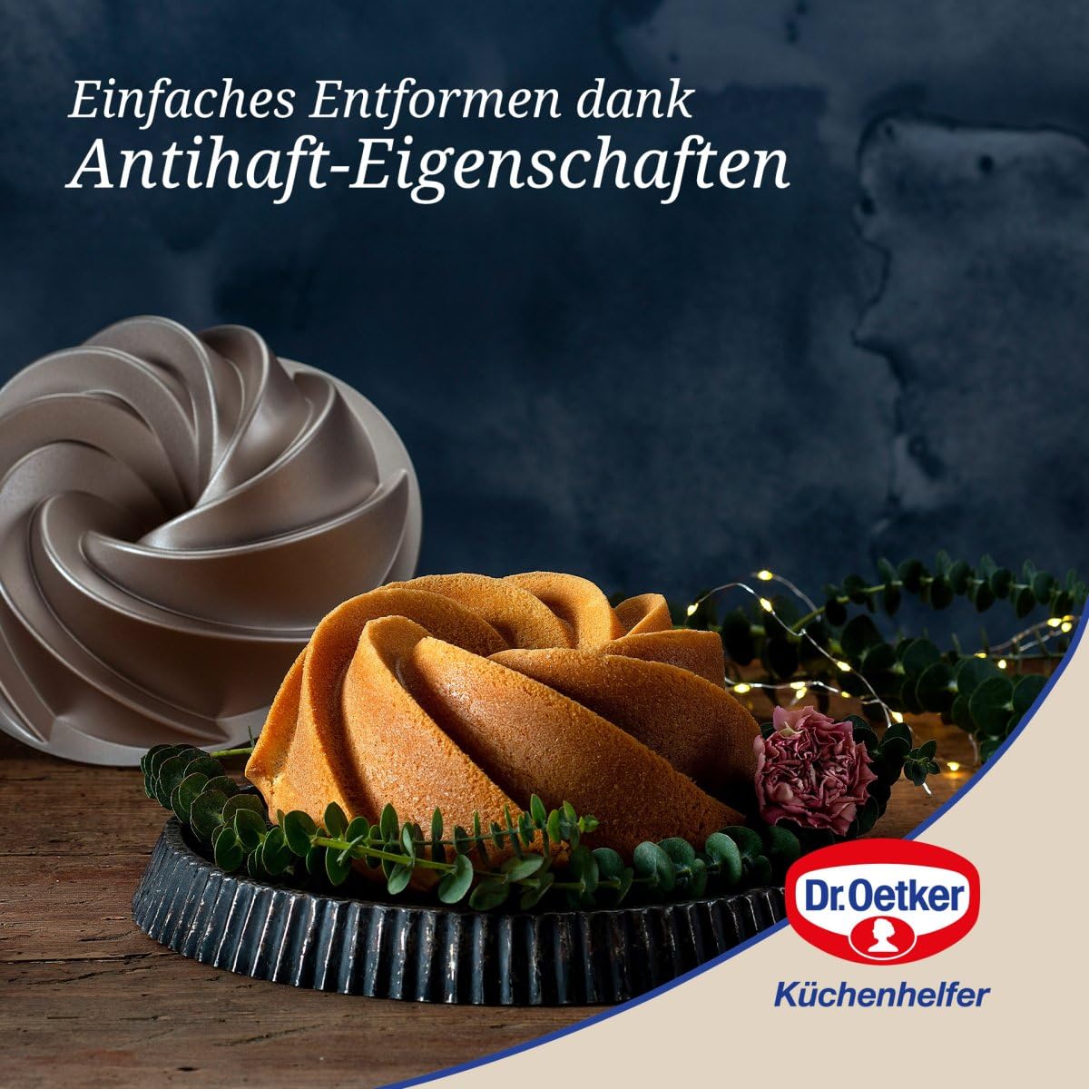 Dr. Oetker Guglhupf Twist ⌀ 22 cm – Gugelhupfform aus der Serie Back-Kunst – Backform mit Antihaft-Eigenschaften und sehr guter Wärmeleitung für leckeren Gugelhupf Kuchen