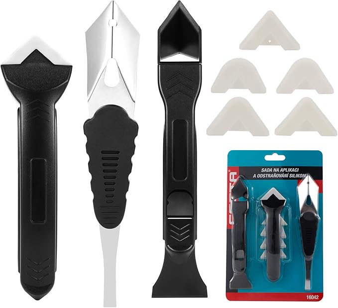 Silicone Removal Scraper, Qkurt Caulking Tool Kit Sealant Finishing