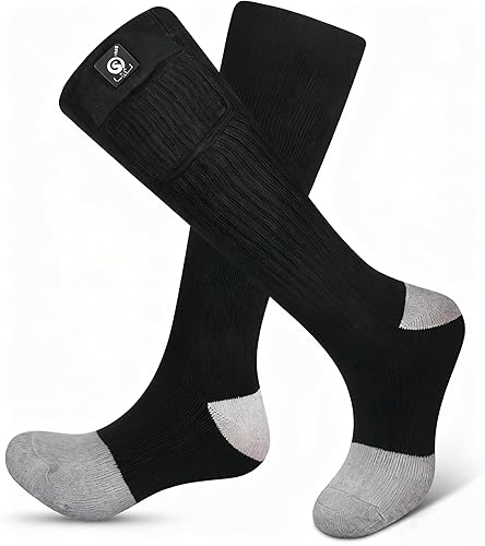 Miniatura 27 de SNOW DEER Calcetines térmicos eléctricos recargables mejorados, 7.4 V 2200 mAh, alimentados por batería, calcetines de calor para clima frío