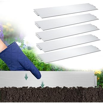 Lawn Edging Galvanised Metal 5 m 10 m 15 m 20 m 25 m 30 m 35 m 40 m 45 m 50 m 100 x 15 cm or 100 x 18 cm Flower Bed/Mowing Edge Palisade Garden Bed Silver L 10 m / H 15 cm