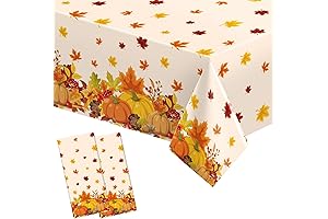 Fall Thanksgiving Tablecloth - 2 Pack Autumn Themed Pumpkin Maple Leaves Table...