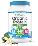 Orgain Organic Vegan Protein Powder + Greens, Vanilla Bean - 21g Plant Based Protein, Gluten Free, Dairy Free, Lactose Free, Soy Free, No Sugar Added, With Iron & Prebiotics for Gut Health - 1.94lb