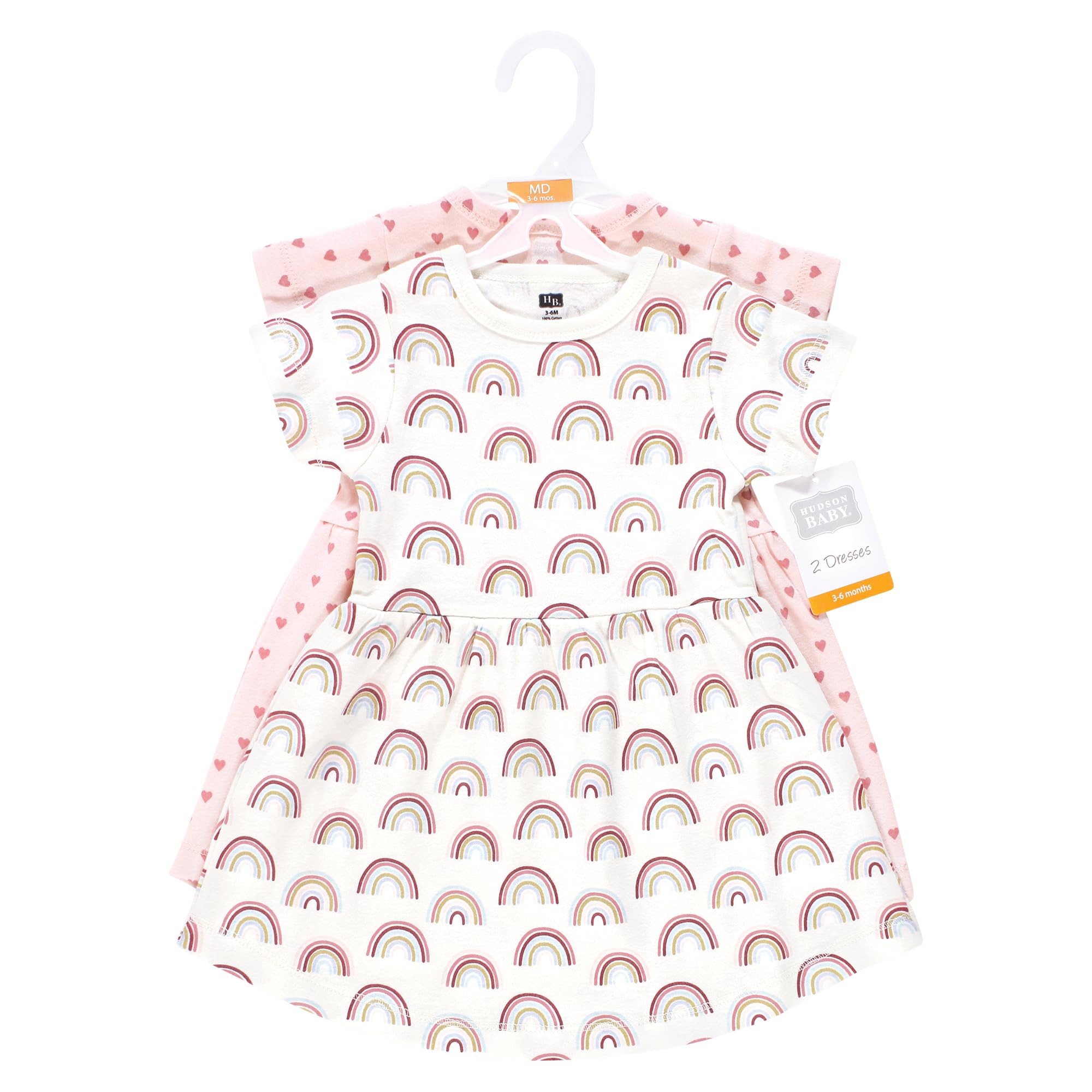 Hudson Baby Infant and Toddler Girls Cotton Dresses, Soft Rainbow, Months Vestidos de algodón para bebés y niñas pequeñas, arcoíris, 12-18 Meses, Arco Iris Suave
