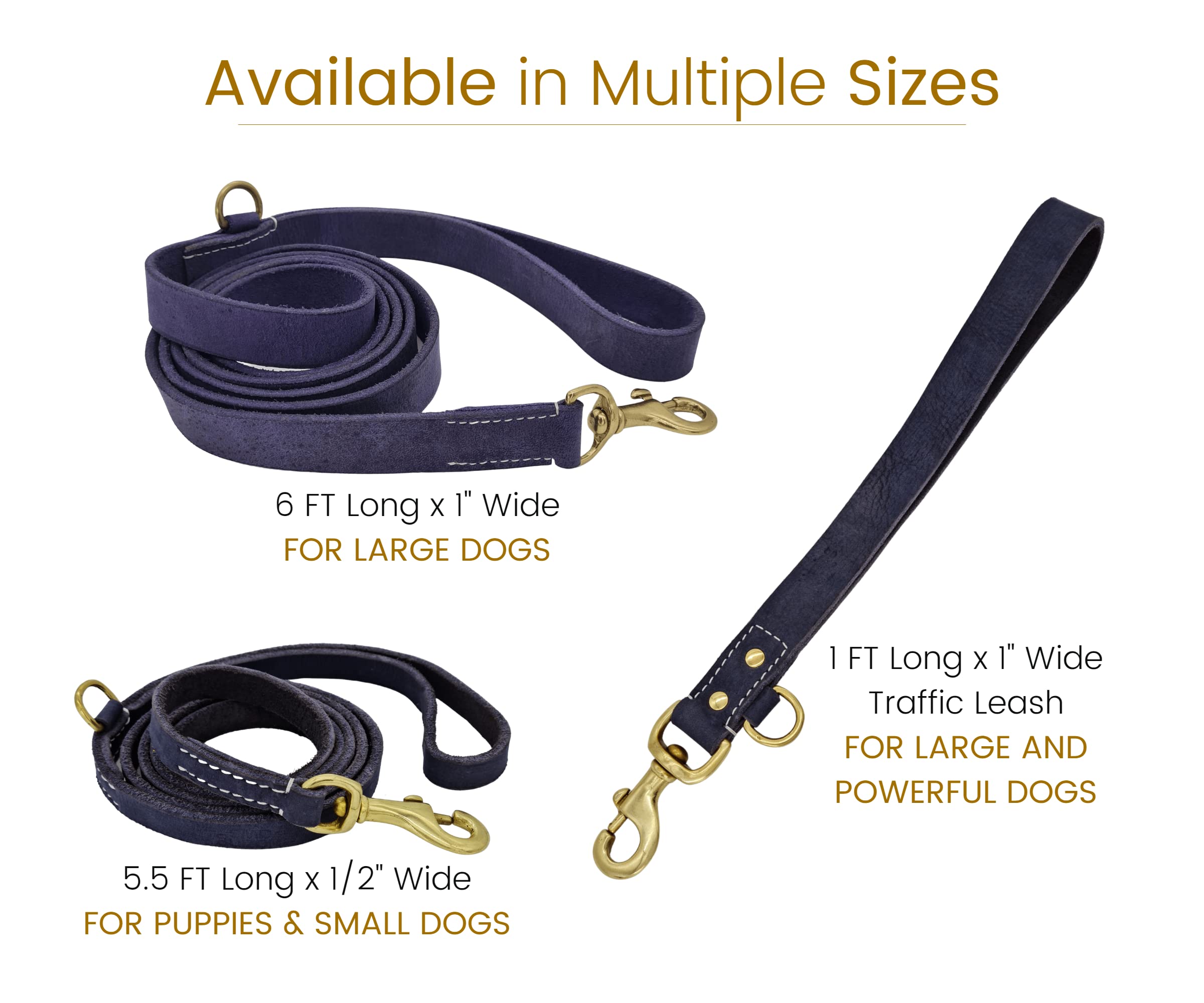Vibrania - Guinzaglio in pelle super morbida, largo 2,5 cm, per cani attivi e di grandi dimensioni (1 m di lunghezza x 2,5 cm di larghezza, blu indaco)