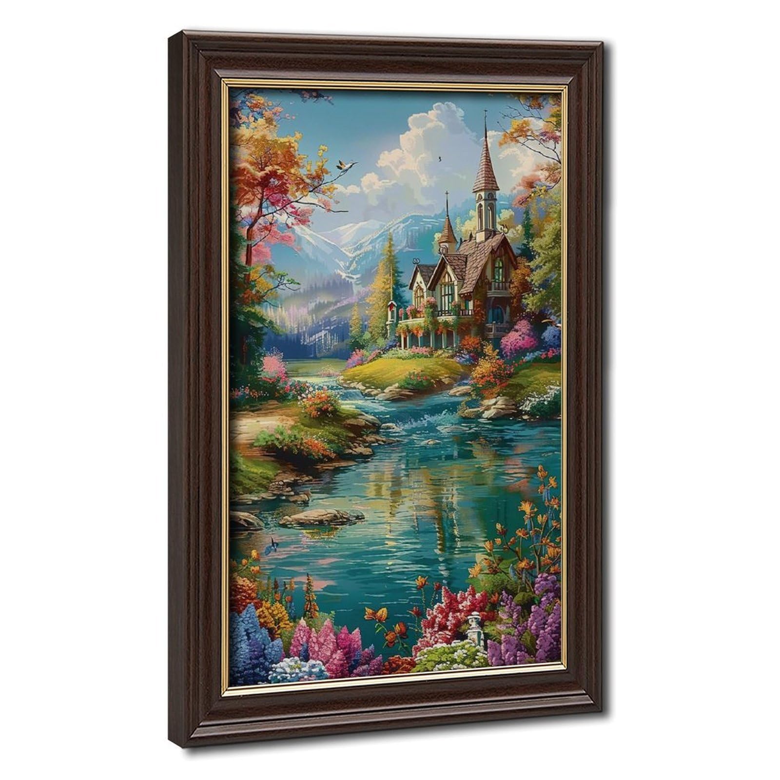 Bareronor Mokume Gane Frame-Style Vintage Lake House Canvas Poster For Home Decor Gift