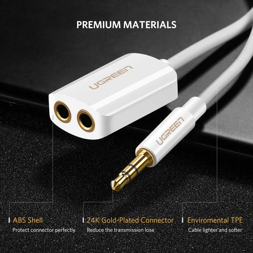 3.5mm Audio Splitter Cable White