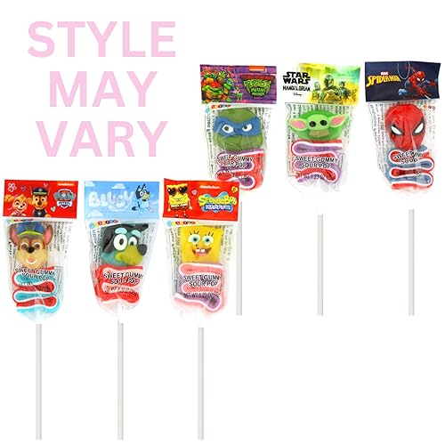 Miniatura 2 de Paletas de personaje para el día de San Valentín, dulces y ácidas para fiesta, el estilo puede variar, 1.23 onzas cada una, (paquete de 3)