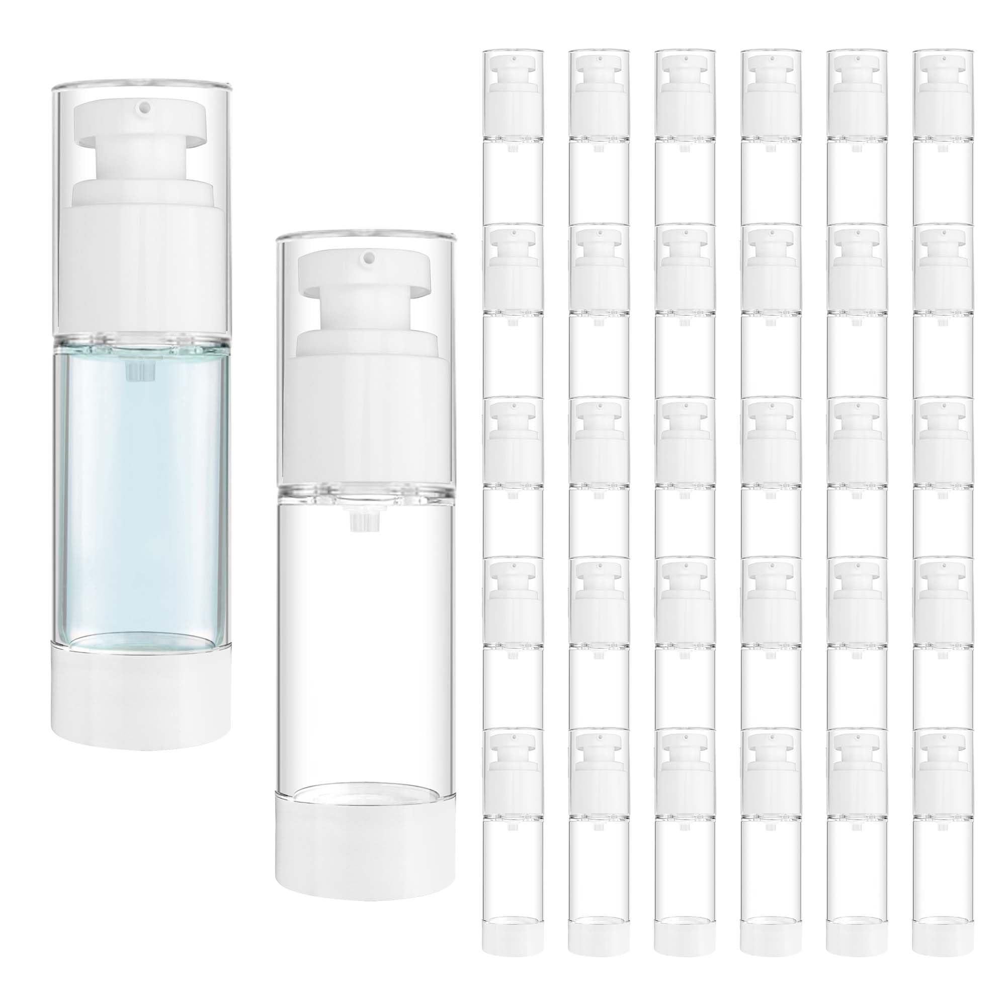 Lot de 30 flacons à pompe vides en plastique transparent pour crème cosmétique sans air, rechargeable, format voyage pour lotion, huile essentielle, fond de teint, liquide