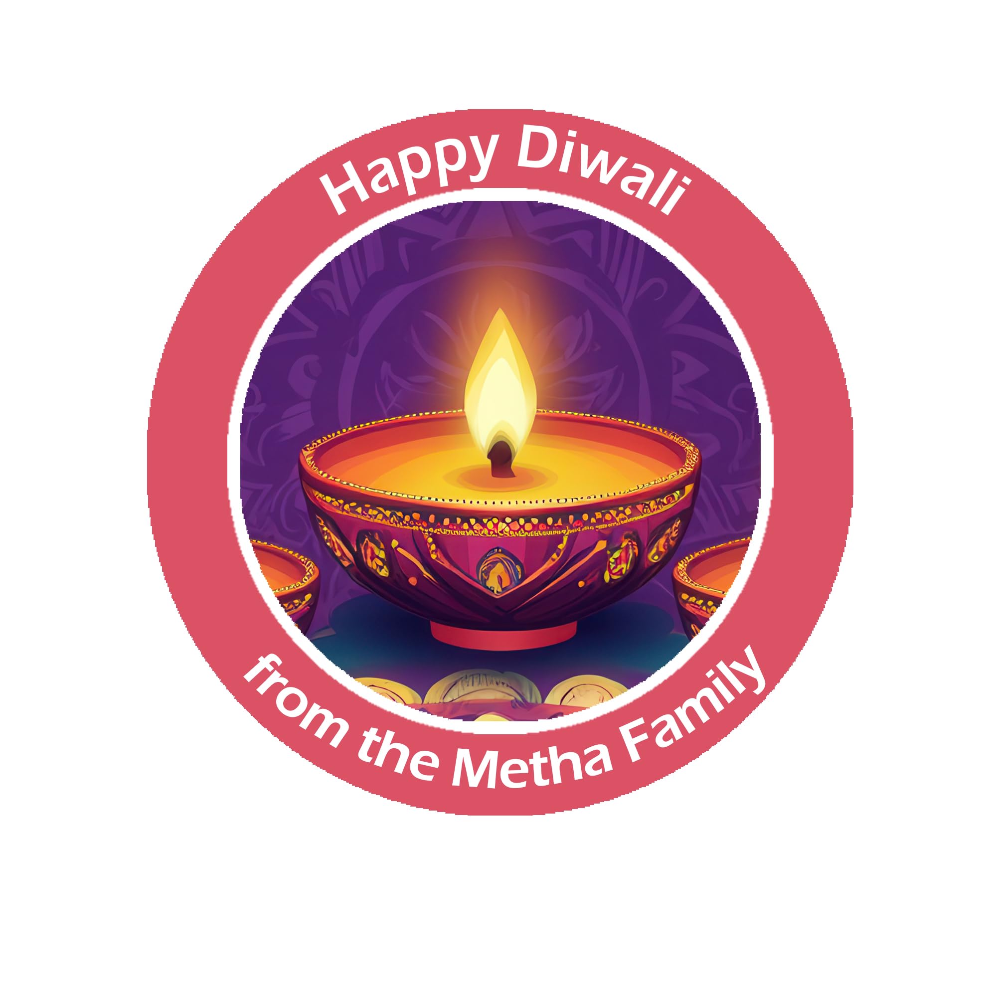 Treasured Forever Limited Pink Personalised Diwali/Divali/Sal Mubarak Celebration Paisley X 24 Gift Present Stickers Labels Tags - D4
