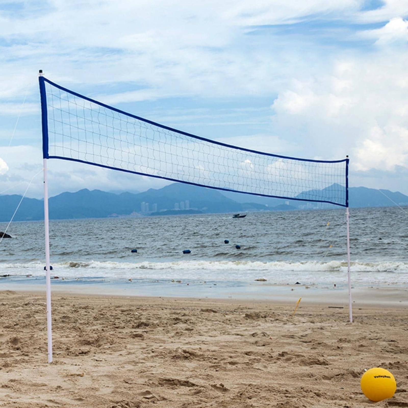 Portable Volleyball Net Filet Réglable Kit Complet avec Perches Ballon Pompe Cordages Piquets et Plaques Stable Matériaux PVC PP Adapté au Plein Air