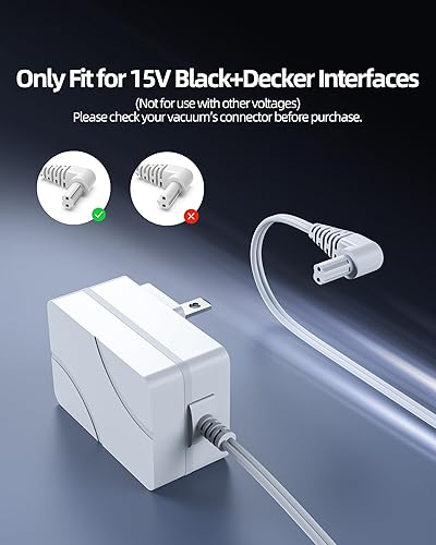 Miniatura 3 de Cargador de 15 V apto para aspiradora de mano Black and Decker, compatible con HHVI315JO42 HHVI320JR02 HFVB320J27 HLVA320JS10 90627870