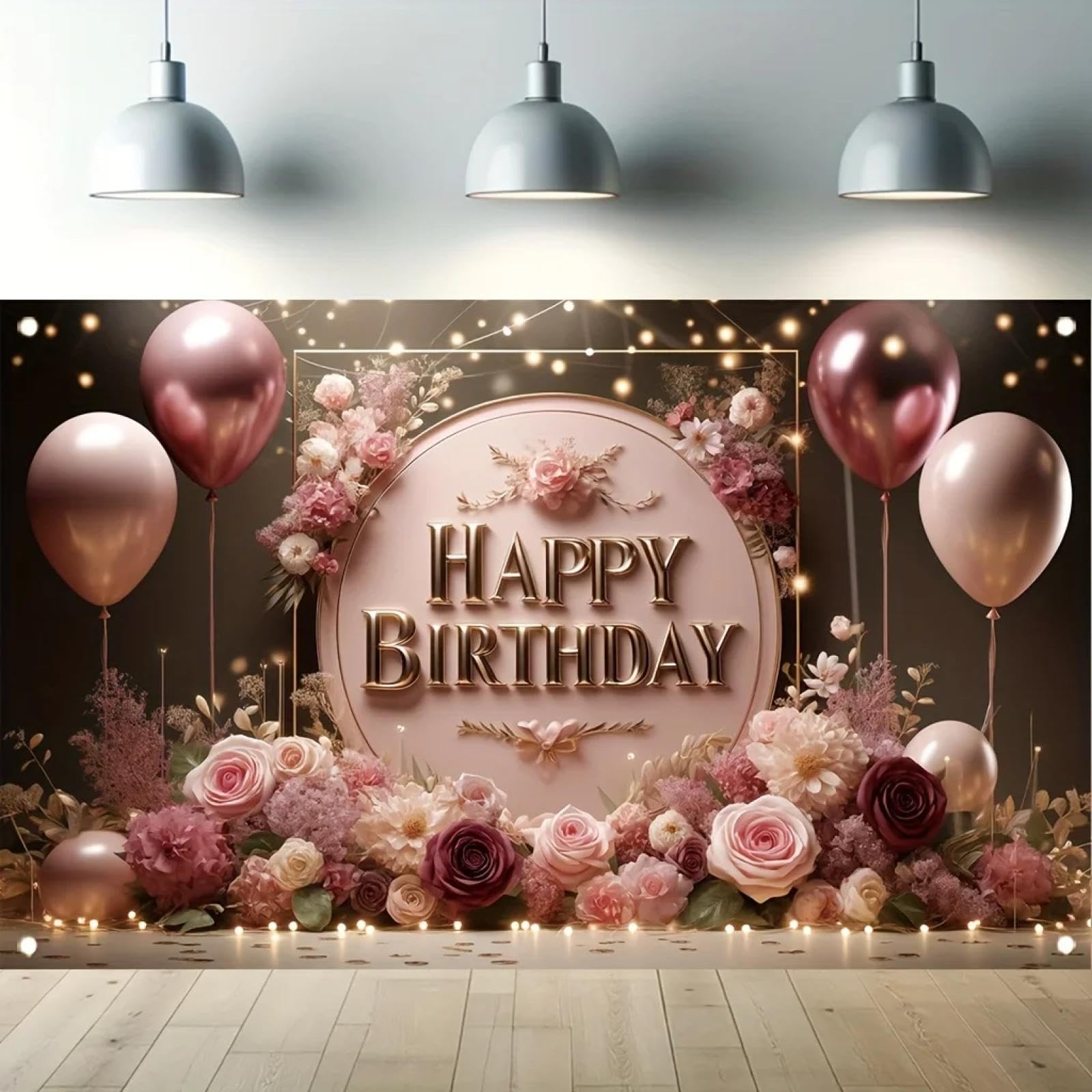 Baner z napisem "Happy Birthday" Baner Balony róże nadają się na uroczystości na świeżym powietrzu i do mieszkania