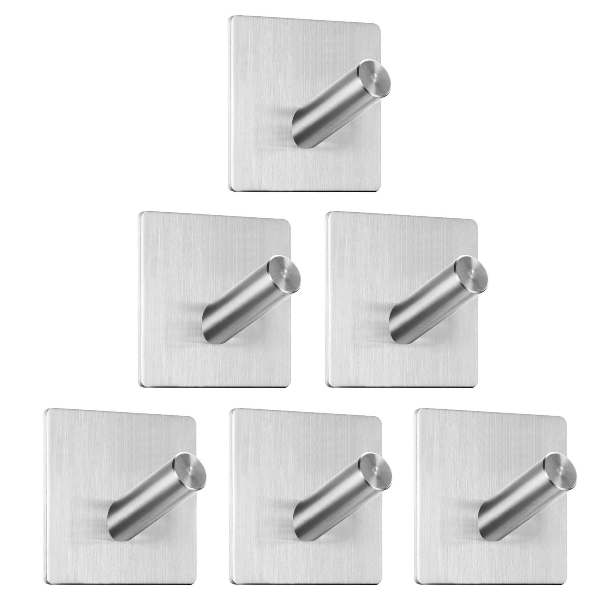 JOYIT Towel Holder No Drilling 6 Pieces Adhesive Hooks Stainless Steel Hooks Self-Adhesive Adhesive Hooks Extra Strong for Bathroom and Kitchen