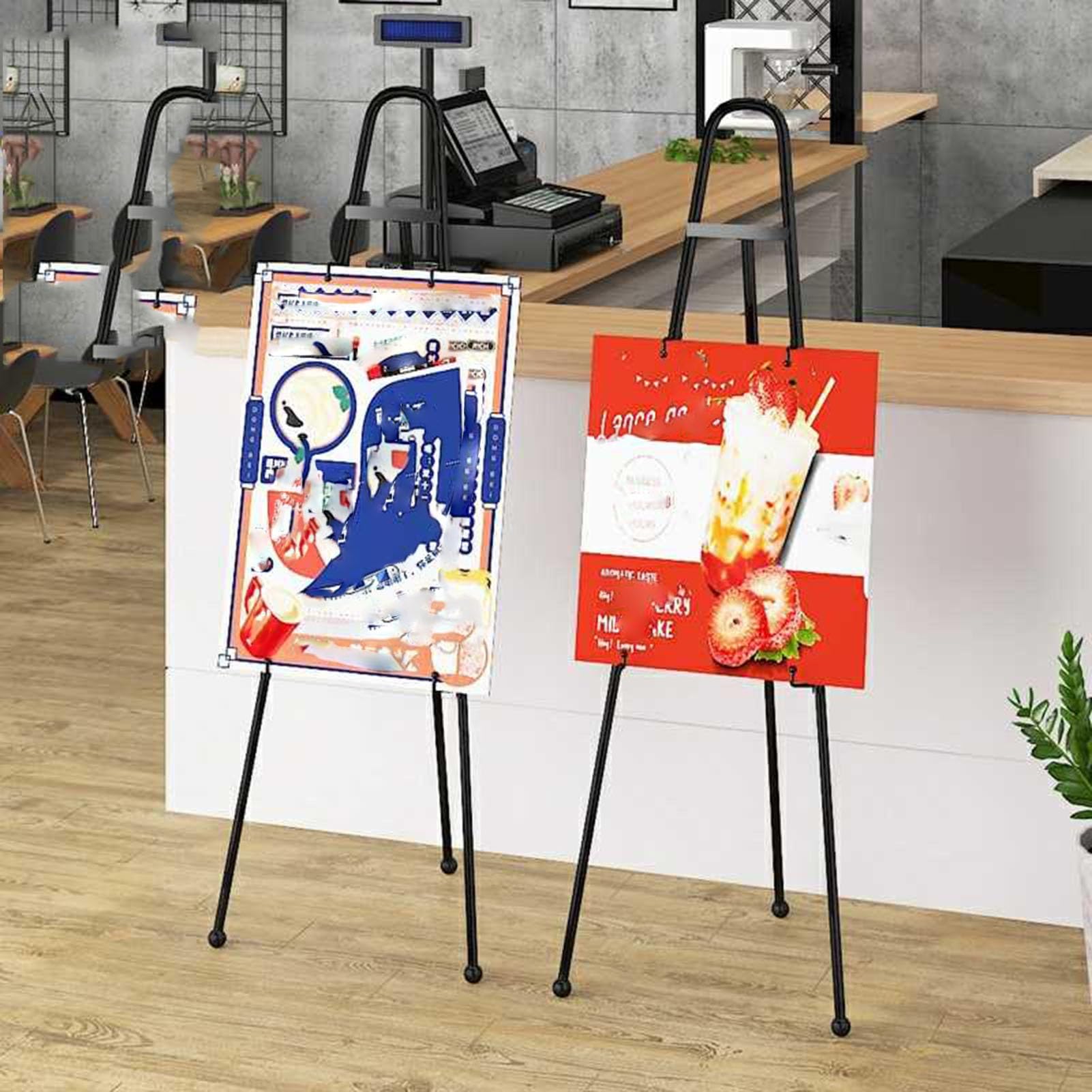 Staffelei-Ausstellungsständer, Verstellbarer Ständer Aus Eisen, Faltbares Stativ Mit Kette, Geeignet for Hochzeiten, Einkaufszentren Und Hotels(White)