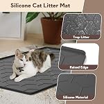 Garoopion Silicone Cat Litter Mat 86x56cm, Easy to Clean, Black | Waterproof Litter Box Mat with Raised Edges Keeps Litter Contained, Protects Floor from Urine, Multi-Use