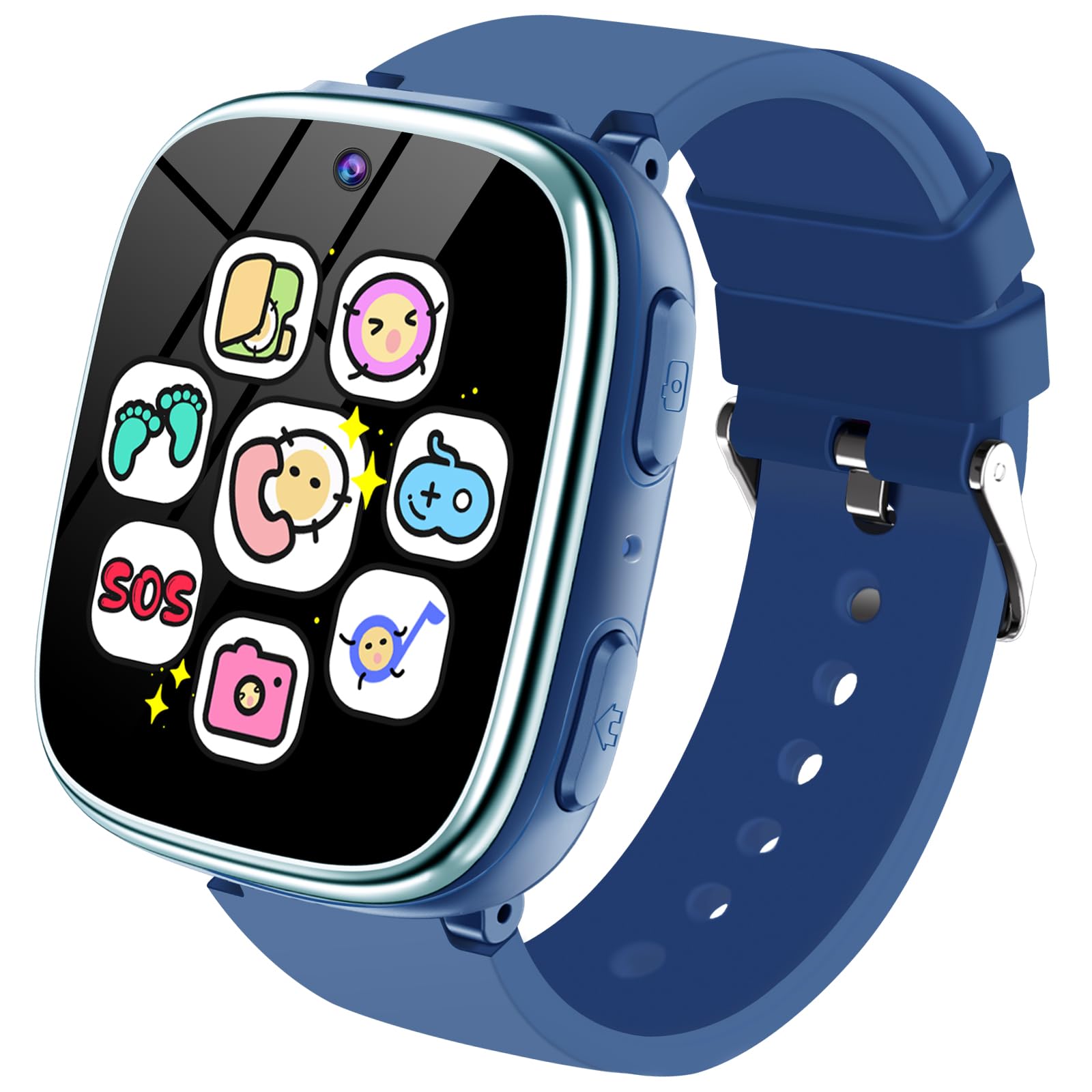 Reloj Inteligente Niño Niña - Smartwatch con Llamadas SOS Podómetro Juegos Cámara Linterna Música Despertador Audiolibro, Regalo para Niños y Niñas 3-12 años Comunion Cumpleaños Navidad (Azul Oscuro)