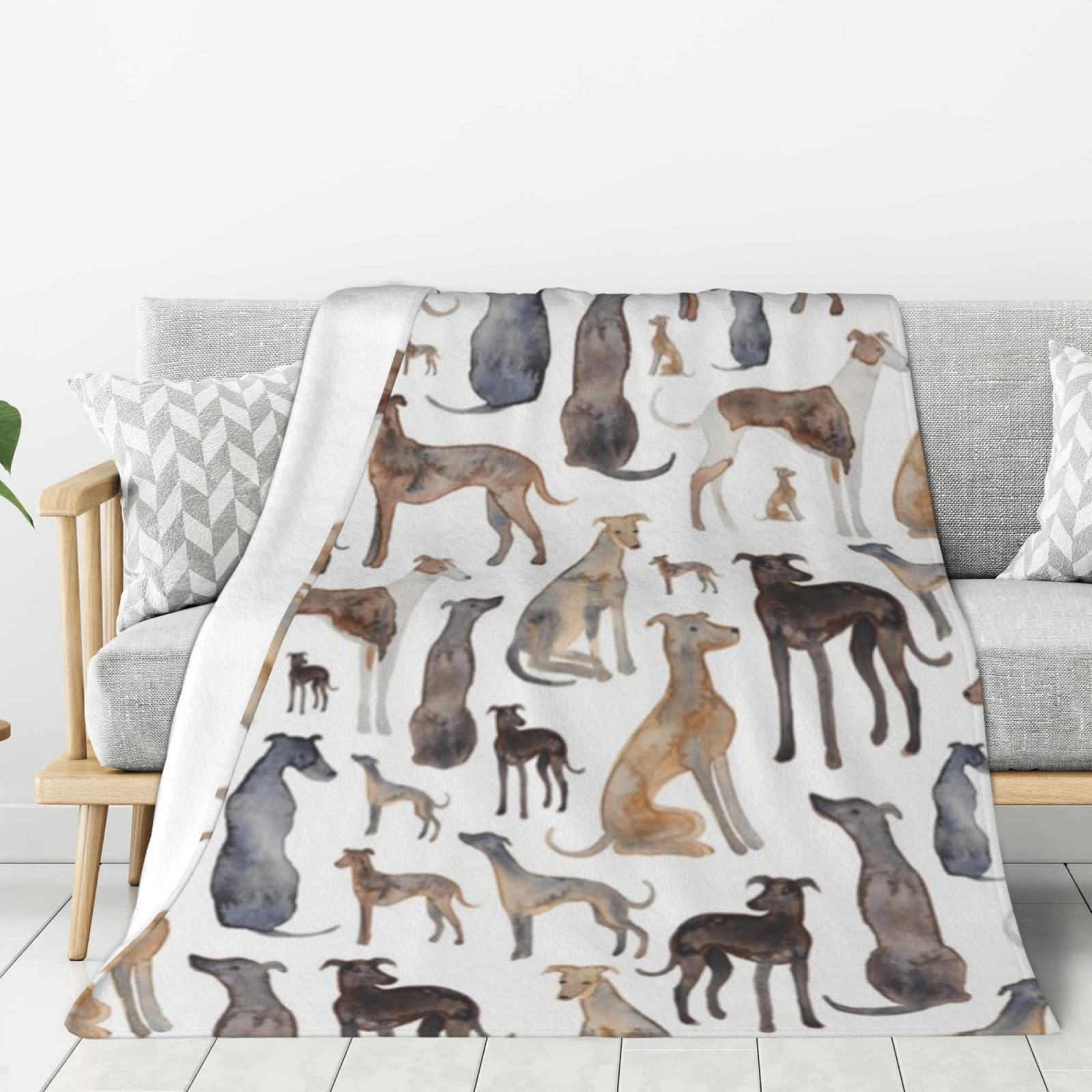 Lfeartesa As Shown Throw Couch And Armchair, Bedspreads, Travel Blanket Throw Blankets For Sofas Bed, Greyhound Whippet And Dog,80"X60"