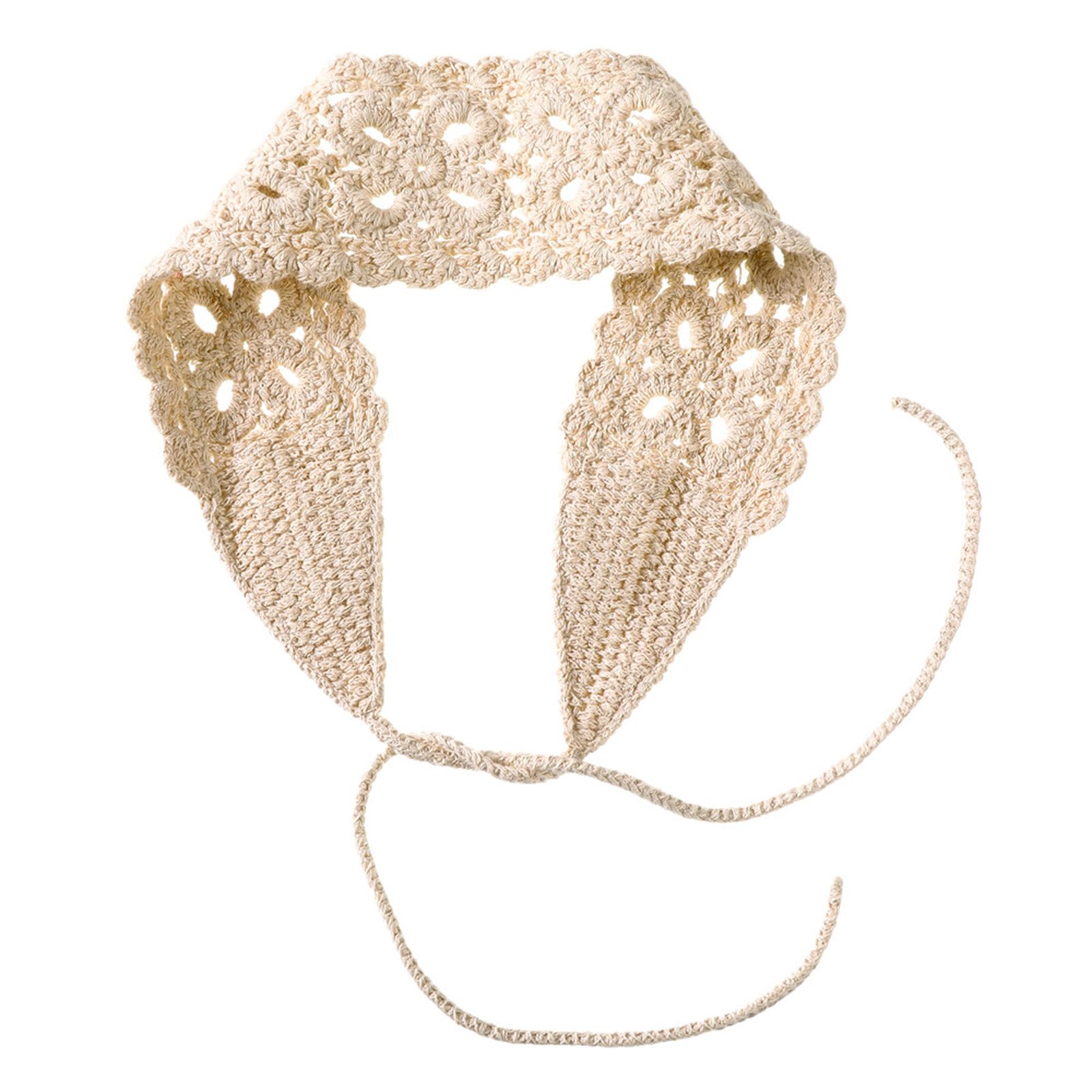 MICFENY Stretchable Knitted Hairband Headwear With Floral Cutout Hollow Knitted Comfortable Wear Multiple Colors