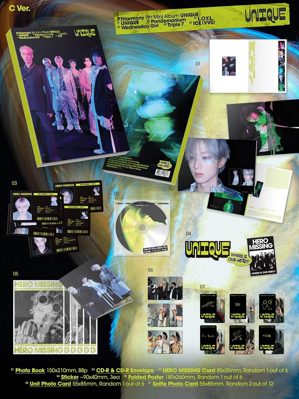 P1Harmony 6集ソウル ヨントン対面特典トレカ 9枚セット Amazon.com: P1Harmony UNIQUE 9th Mini Album [C Ver.] Photobook +