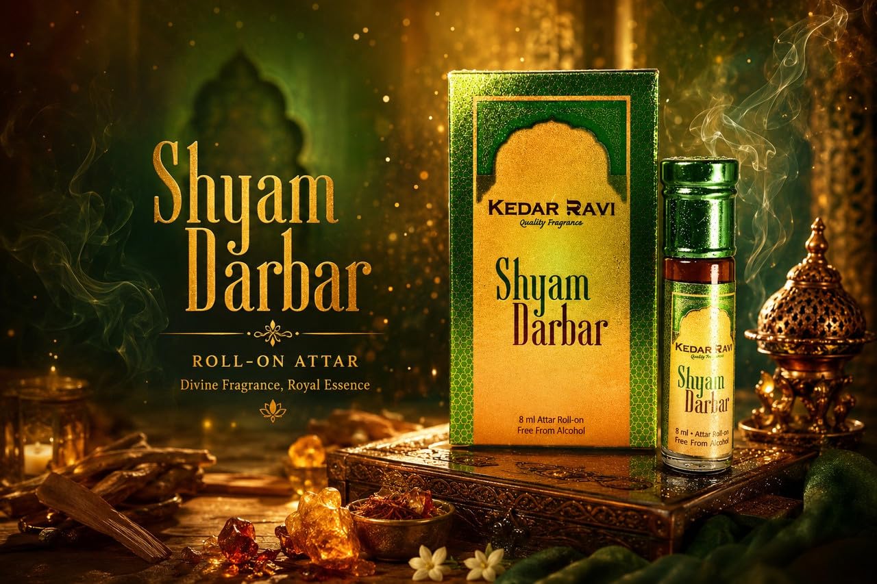 KEDAR RAVI Shyam Darbar Attar 8ml Roll-On Perfume Oil | Long Lasting Alcohol Free Attar for Men & Women | Floral Woody Musk Fragrance | Premium Traditional Ittar Perfume 1