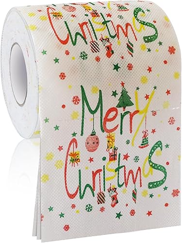 Decoraciones de papel higiénico de Navidad, regalos de papel higiénico con patrón de Feliz Navidad, regalos de vacaciones, servilletas de tejido