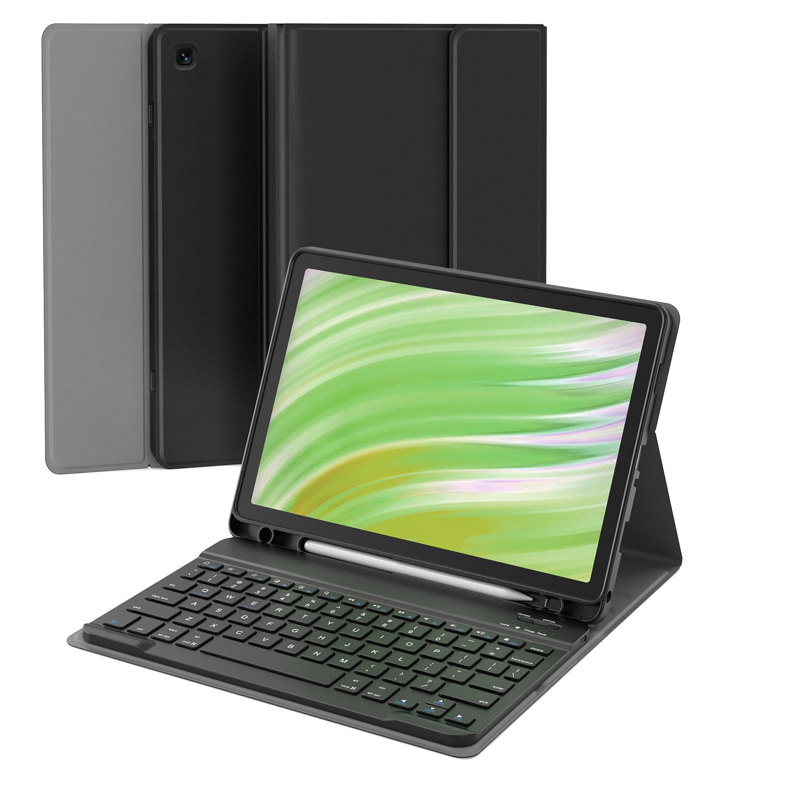 Photo 1 of MERSATM for Amazon Fire HD 10 11th Gen 2021 Tablet Case with Keyboard, 10 Plus 13th Gen 2023 10.1 inch Multi-Angle Folio Cover with Stylus Pen Holder, Magnetic Detachable Wireless Keyboard, Black