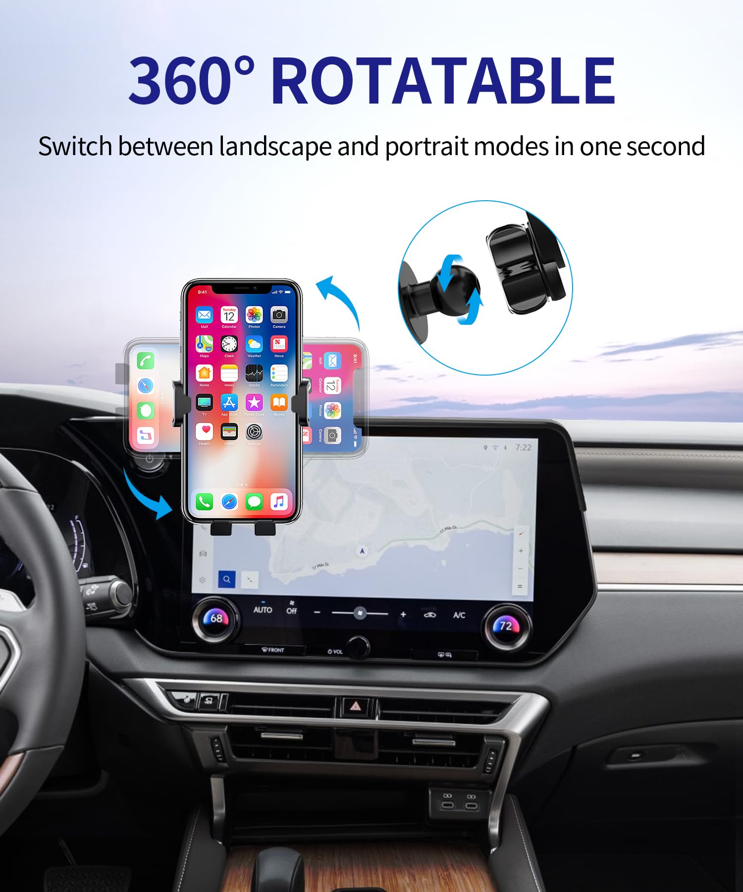 Supporto per telefono per auto per Lexus RX/RX Hybrid 2023-2025, rotazione a 360°, clip fissa per schermo da 14", staffa di navigazione per accessori auto, supporto per cellulare per