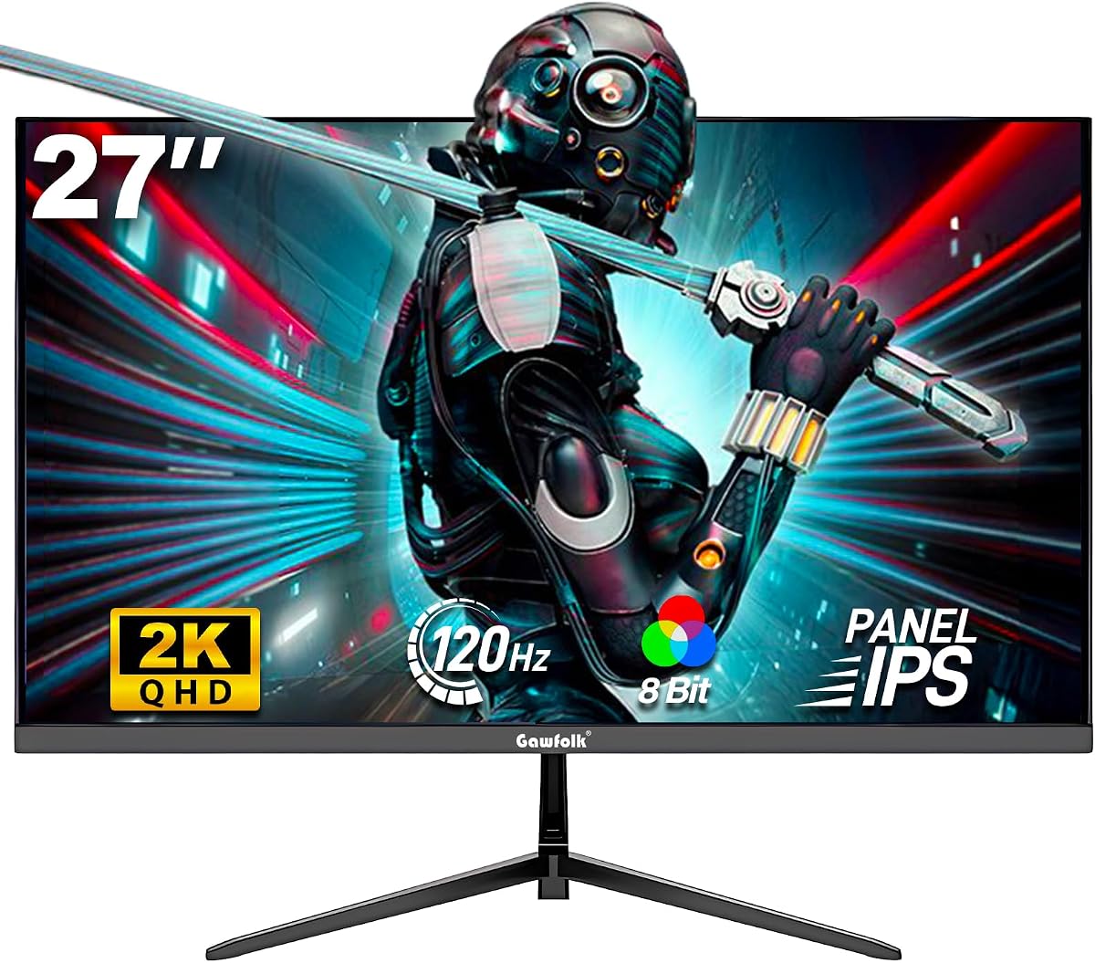 27 Inch Gaming Monitor IPS 120Hz, QHD 2560 * 1440p PC Monitor | Support HDMI & DP, Wall Mount Compatible 75 * 75mm, G-Sync & Freesync, Support HDR, Wall Mount Compatible 75 * 75mm