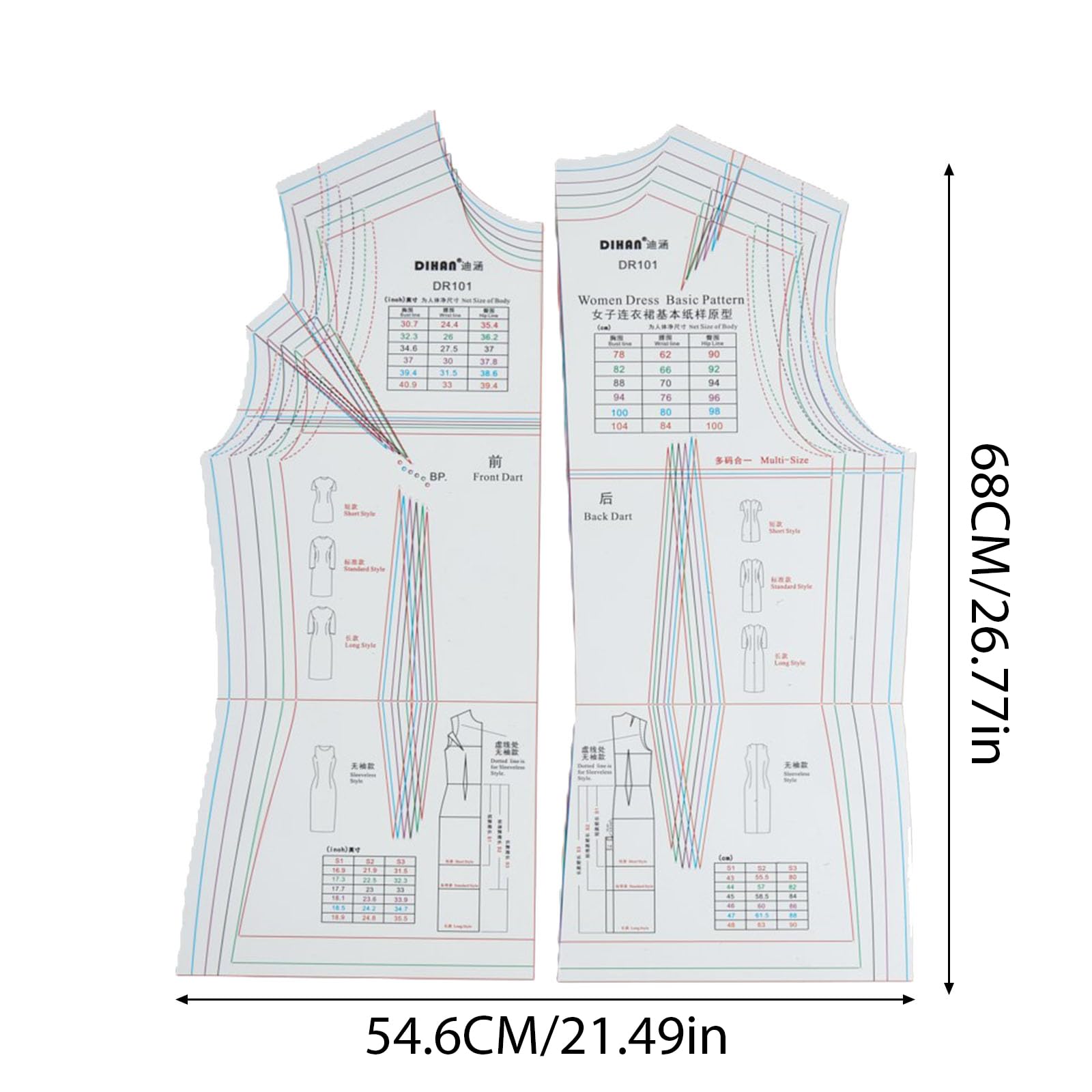 Righello da donna per la creazione di modelli di base per sartoria strumento di cucito da donna