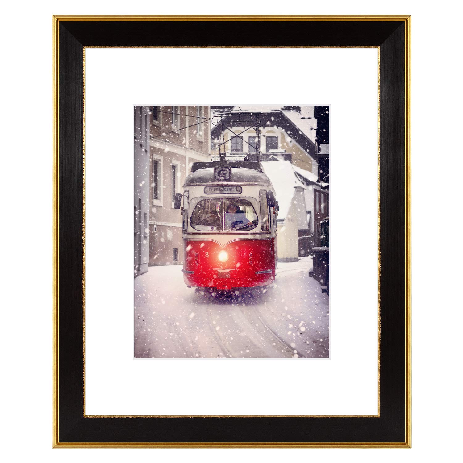 Space Art Deco, 16x20 Picture Frame with Mat for 11x14 Photo or Display 16x20 Poster Frame Without Mat, Shatter Resistant Glass Wall Mounting (Classic Gold/Black)