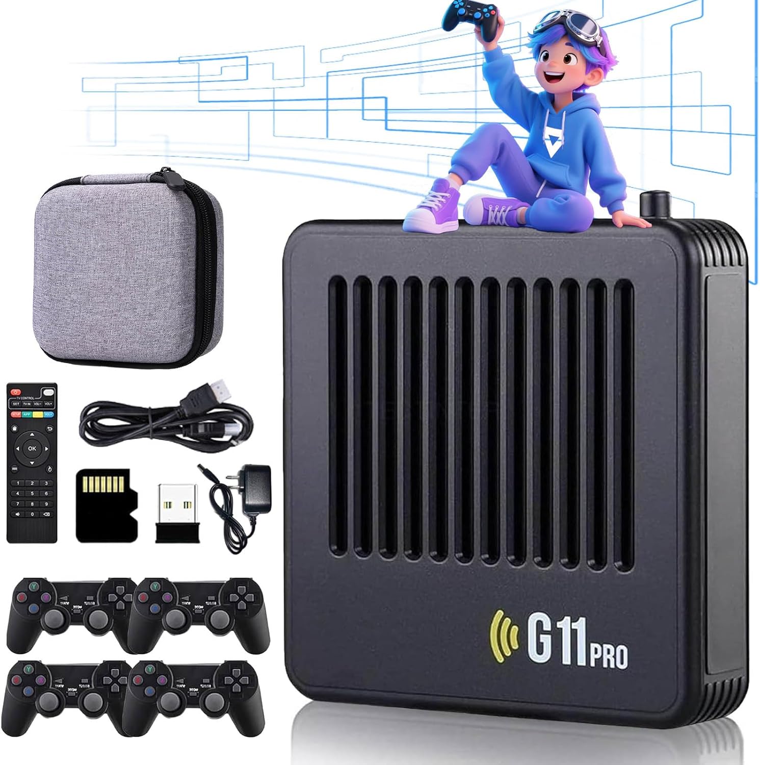 Retrowave G11 Pro Konsole - 128GB Mit 4 Controllern & 40.000 Retro Spielen