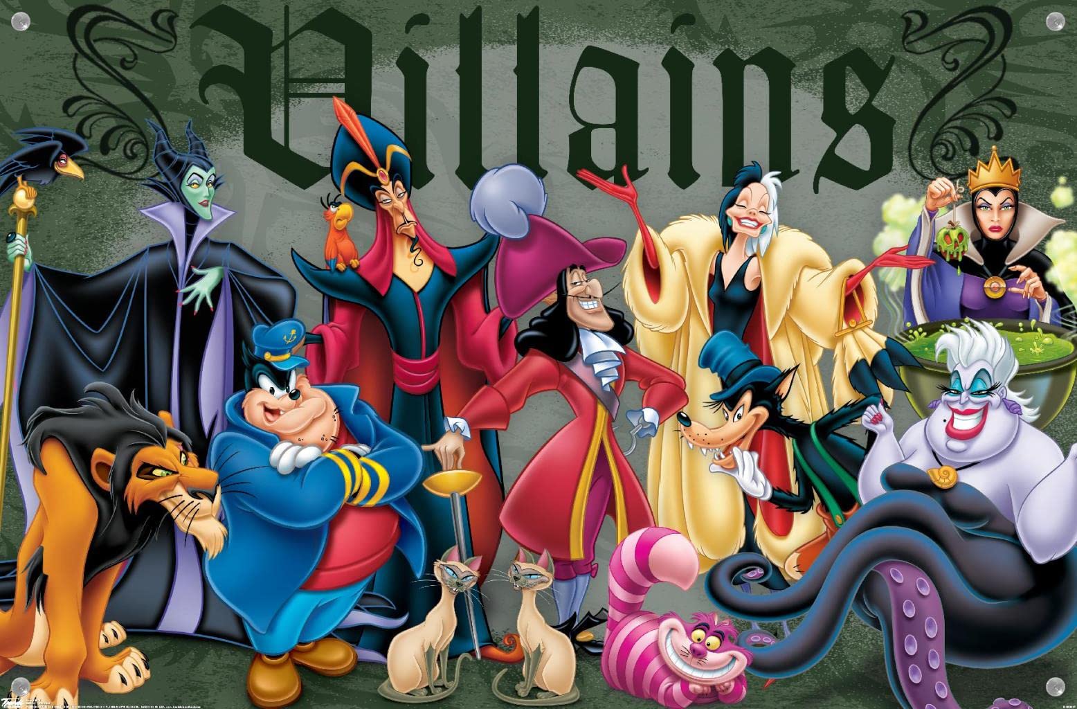 Amazon.com: Disney VIllains - Group Pose Wall Poster with Push