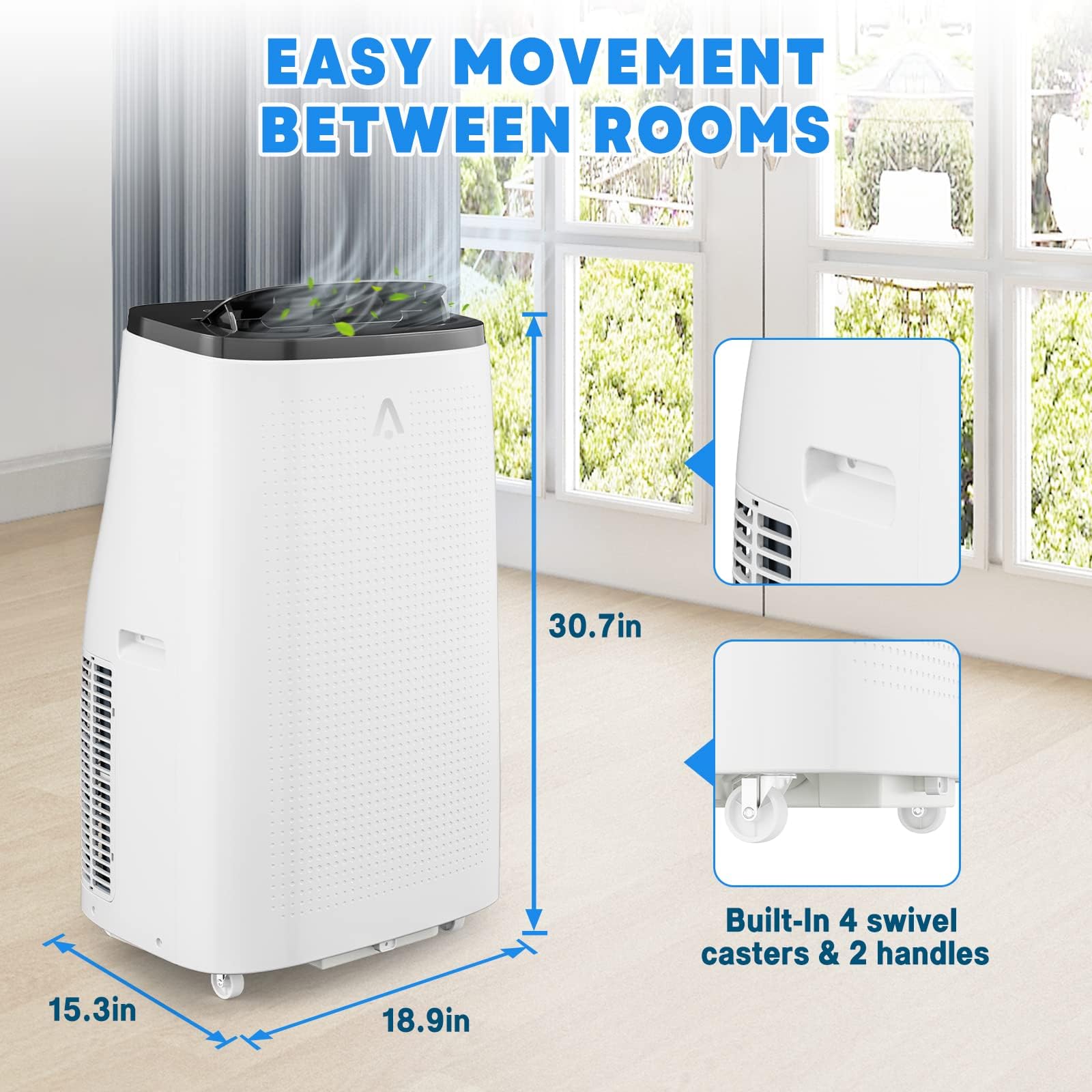 Garvee Przenośny klimatyzator 14000 BTU - chłodzenie, osuszanie i wentylator 3 w 1 do pomieszczeń do 750 metrów kwadratowych Ft | cichy tryb odpoczynku | Timer