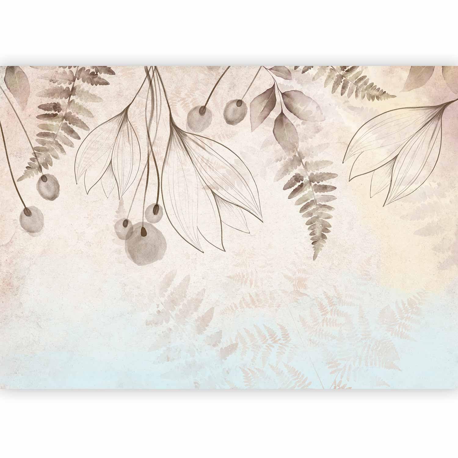 murando - Carta da Parati Moderna Spessa per Soggiorno, Foglie, 350x256 cm