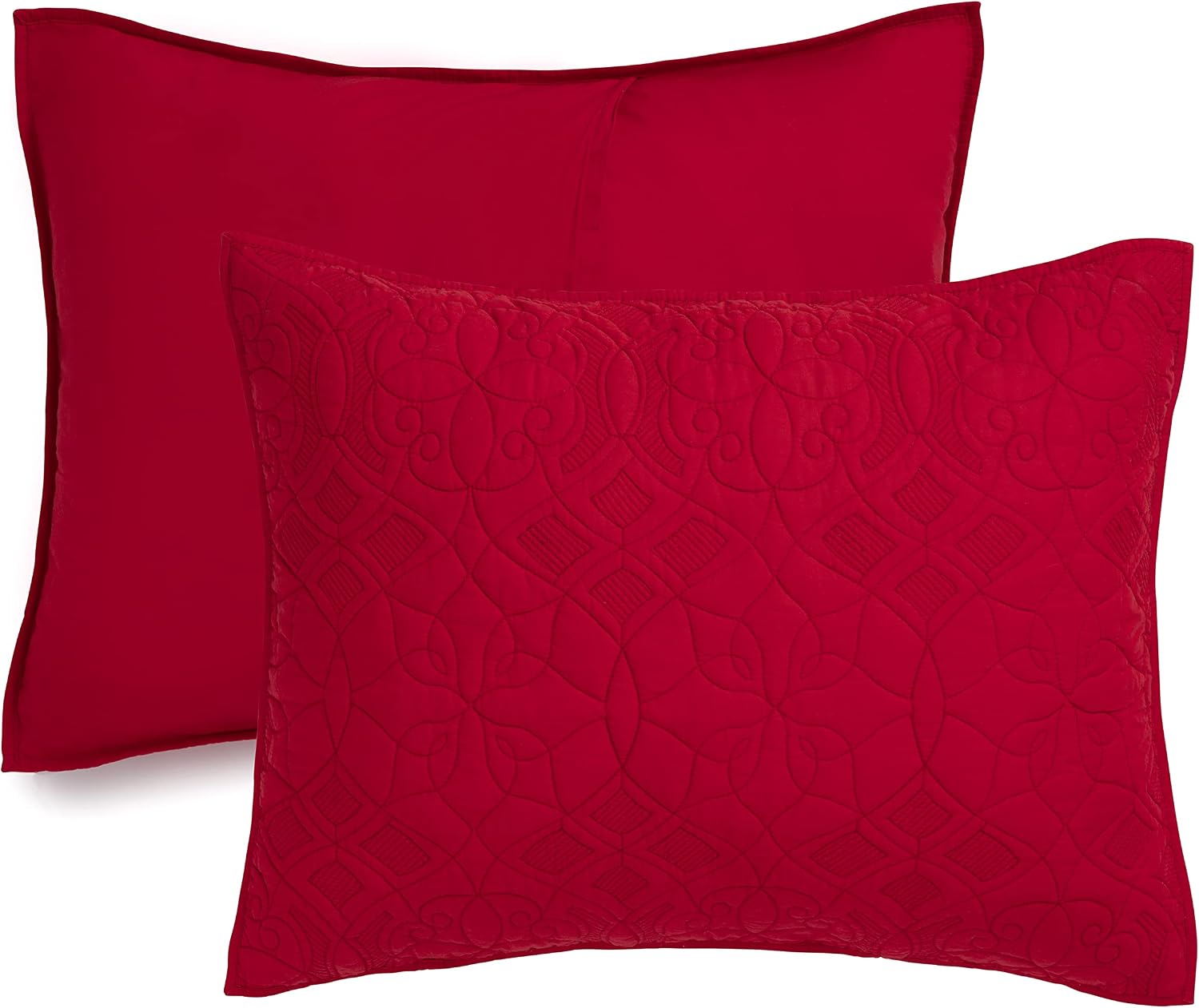 Welhome Aidan Cotton Percale Red Quilt Set with Pillowcase Covers - 3 Piece | Full Queen Size: 92” x 92” | Oversized Luxury Bedspread | Light-Weight | Soft Durable Breathable | Halloween Bedding