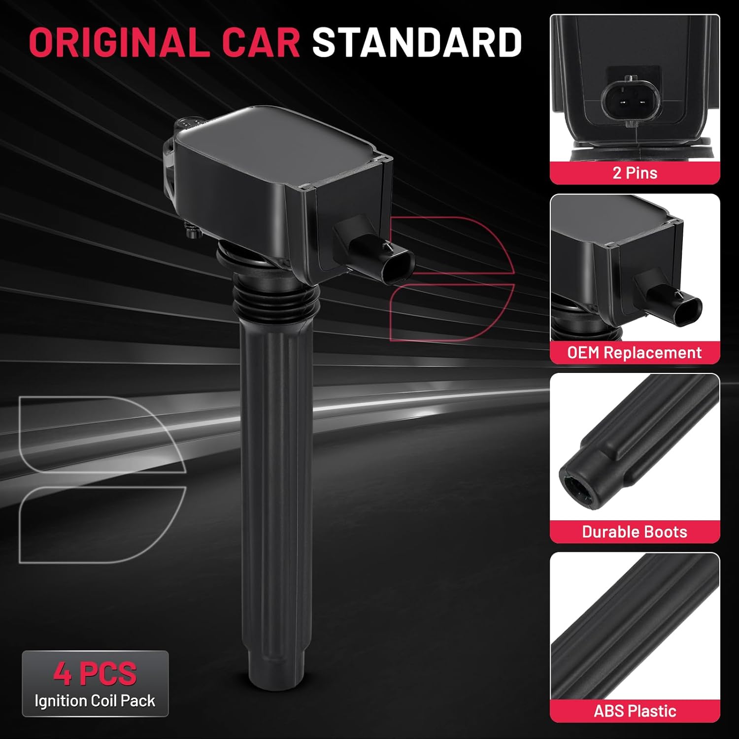 BDFHYK Ignition Coil UF648 Compatible with Jeep Grand Cherokee 2011-2015 Jeep Wrangler Dodge Charger Grand Caravan 2016 Dodge Journey Ram 1500 Chrysler Town & Country 300 Jeep Coil Pack 3.6L Set of 4