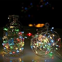 Vista 3 de Luces de cadena para exteriores de 33 pies con 100 LED, paquete de 2 luces de hadas que funcionan con baterías con control remoto, luces