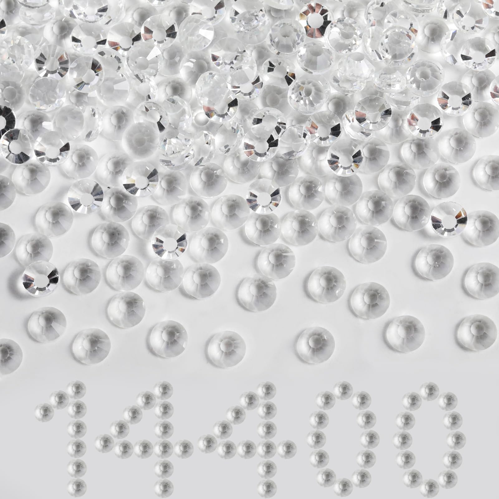 Beadsland Flatback Rhinestones Bulk,14400pcs Crystal Rhinestones for Nails Crafts Clothes DIY Decoration, Transparent, SS6, 1.9-2.1mm