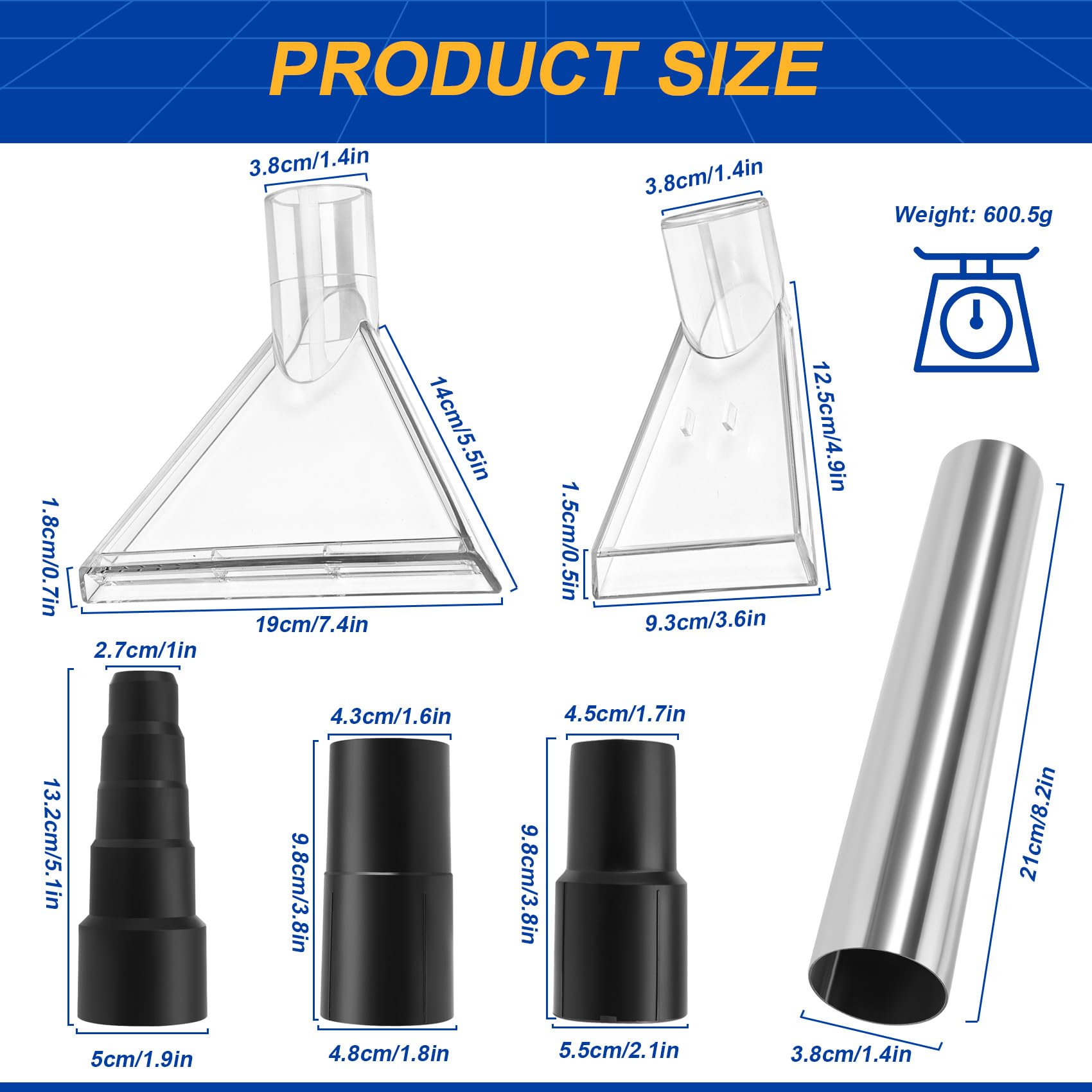 CosyCaya Universal Vacuum Nozzle for Attachments 2 Portable Transparent with 3 Connectors Shatter Proof Sofa Carpet Cleaning Nozzle Wet/Dry Vacuum Carpet Cleaner Spare Parts - Image 2