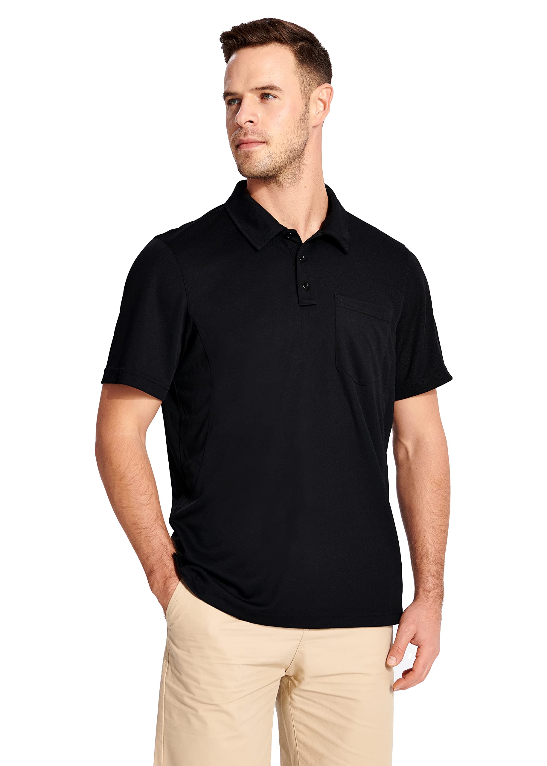 ISEEGZMen's Golf Polo Shirt, Short and Long Sleeve Collared Pocket Tactical T-Shirts for Men Dry Fit Casual Work Sport