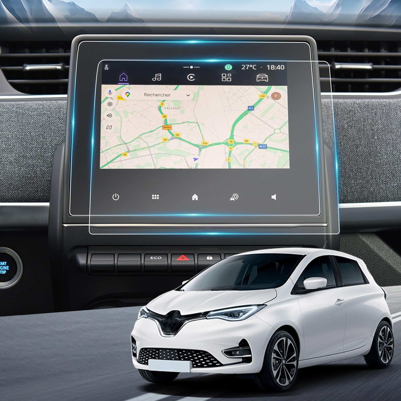 Film Protection écran Navigation Renault Clio 5, Captur 2, Arkana, Zoe 7" Easy Link - Lot De 2 - Anti-rayures 6H, Antibactérien