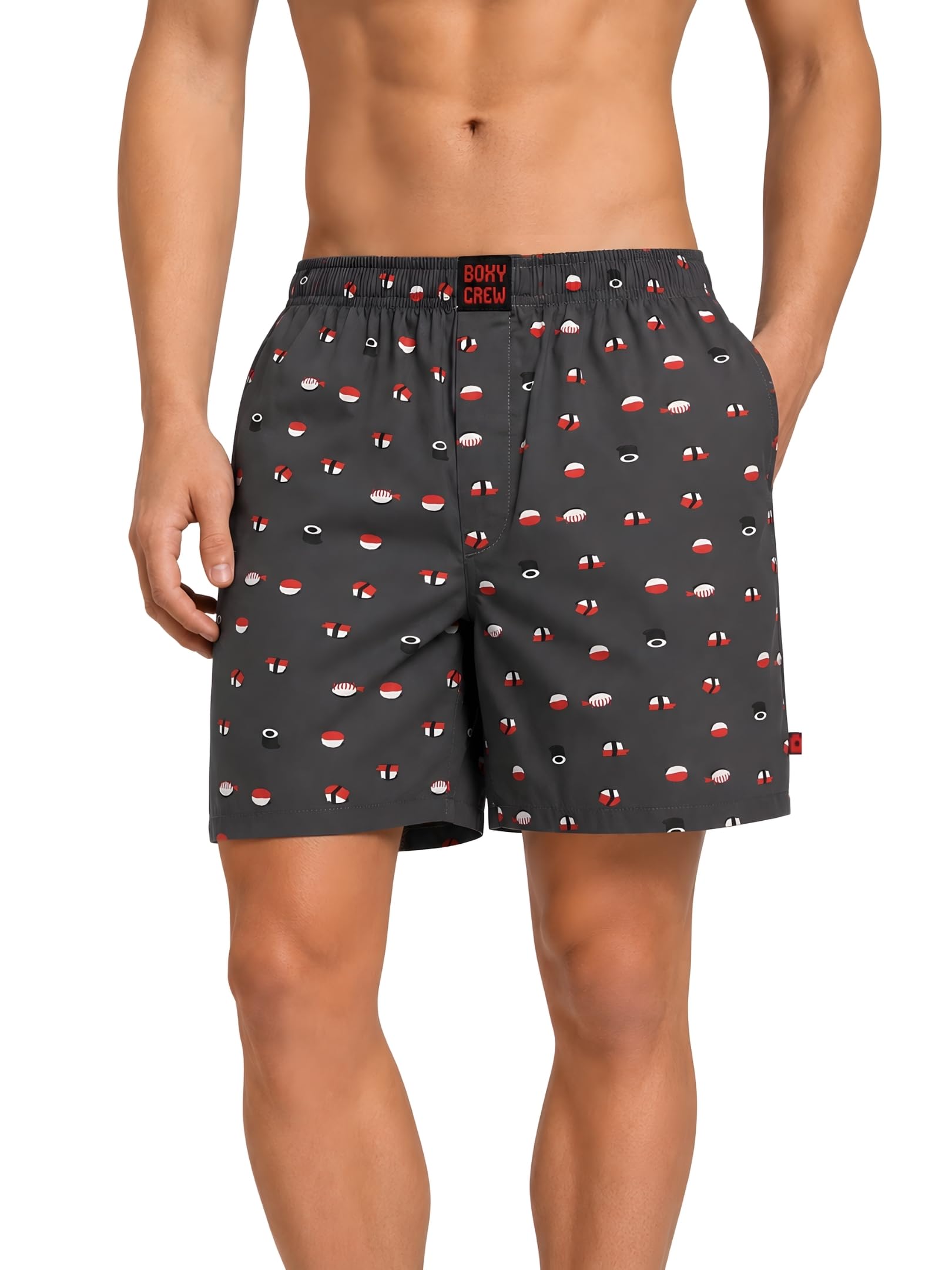 Men Boxer Shorts 100% Cotton Charcoal Grey | Lightweight Woven Boxers with Dual Side Pockets, No-Marks Inner Elastic Waistband, Breathable Relaxed Fit Lounge Shorts for Home & Sleep-image-29