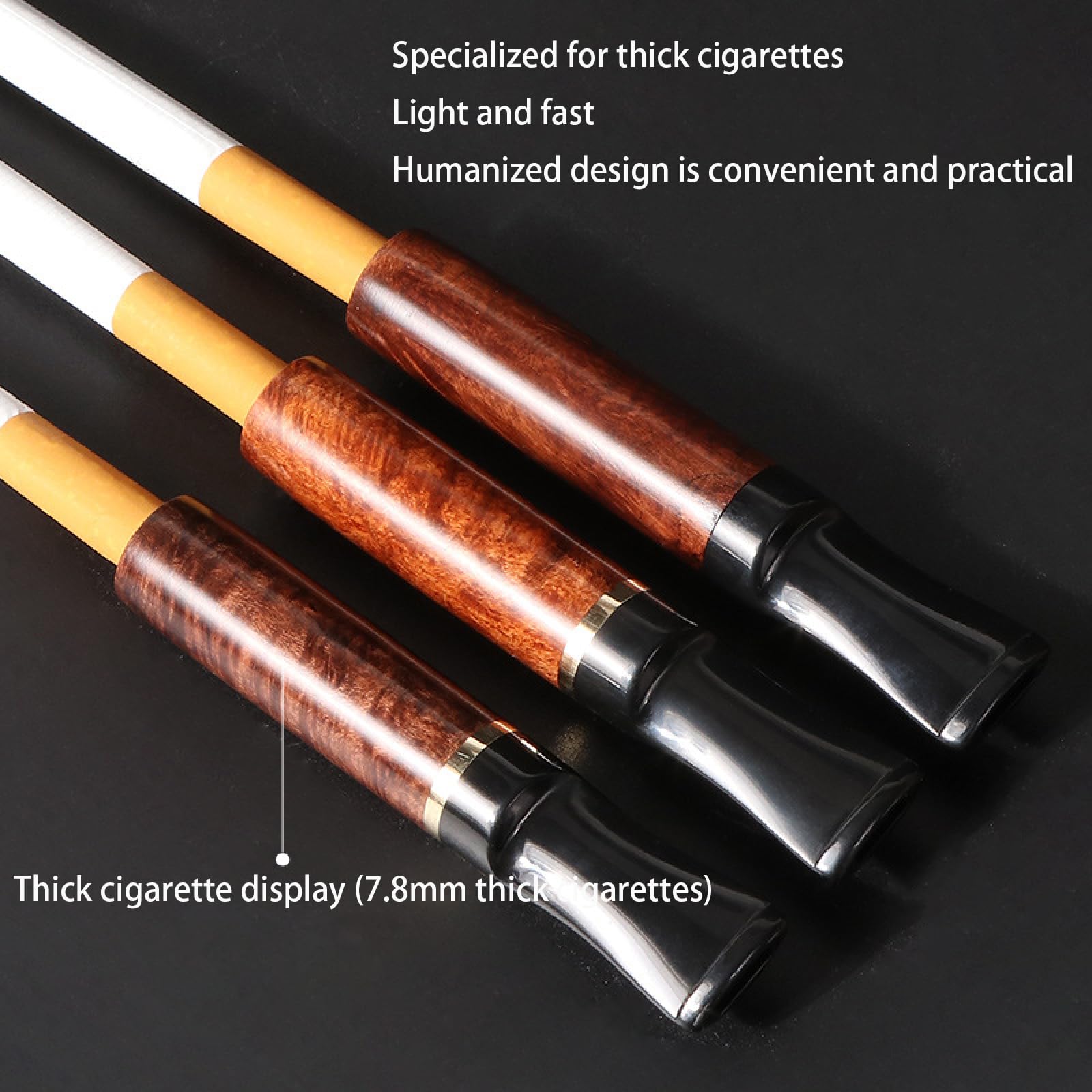 Boquilla cigarrillo madera,Porta cigarrillos hombre,Cigarrillo Filtro de Tabaco de Humo,Filtro de carbón activado de 9 mm，compatible con cigarrillos 7.8mm, con 10 Filtros Gratis.(D)