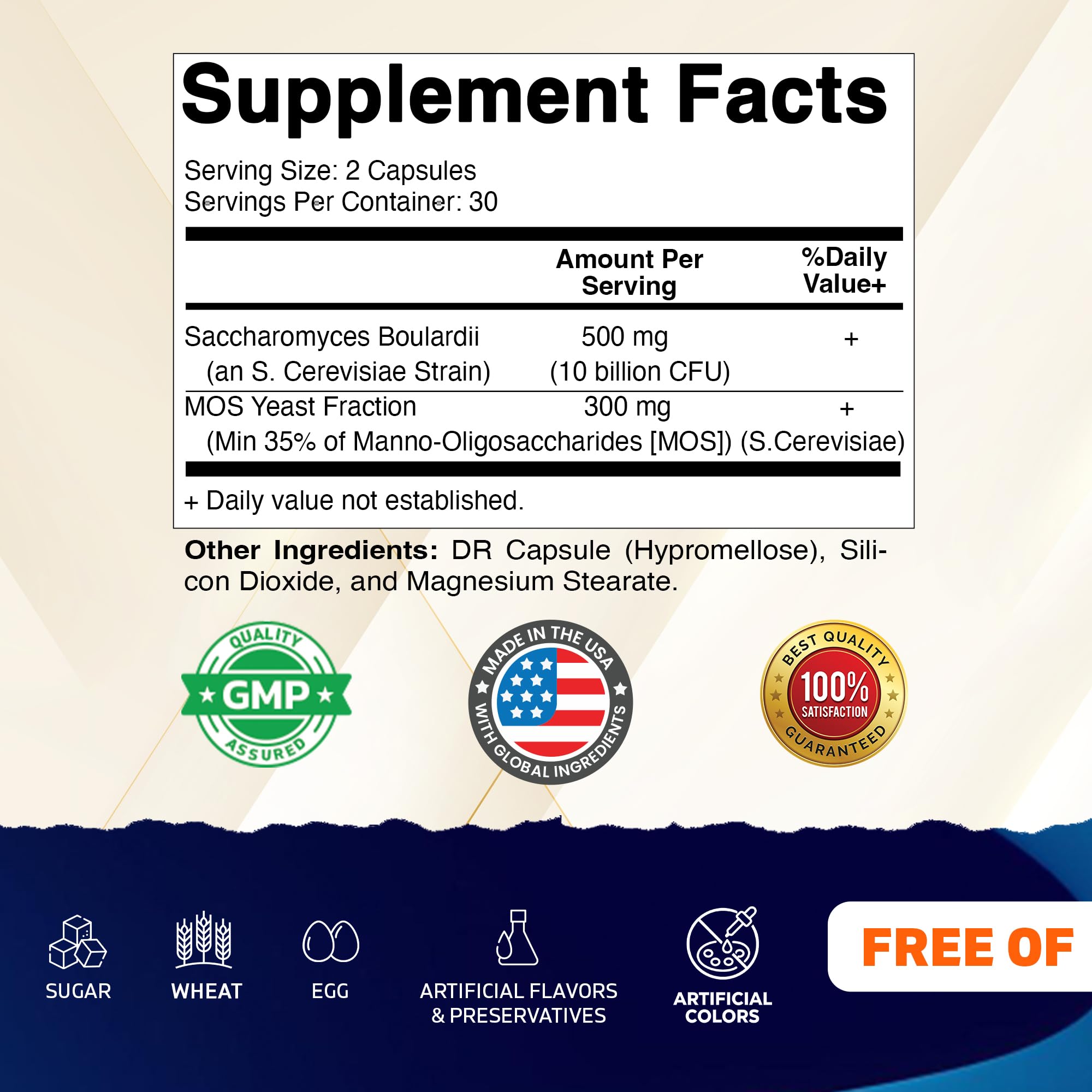 Vitamatic Saccharomyces Boulardii 10 Billion CFU + MOS 300 mg, 60 Capsules — Amazon image 2